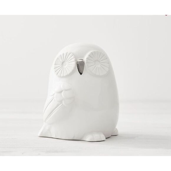 Pottery Barn Kids White Ceramic Owl Adorable Piggybank - Picture 1 of 9